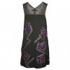 CHLOE BLACK GREY DRESS WITH PURPLE BEADS AND TRANSPARENCY FR36